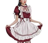 Generico Maid Dress Cosplay Anime French Maid Costume Set y Compris Robe Couvre-Chef Tablier Tour de Cou Anneau de Manchette Anneau de Jambe per Halloween Chic