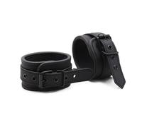 Generico Manette e cavigliere in Pelle Nera con Fibbia e Rivestimento in Spugna, Regolabili, Texture consistente-ITRB94 (Cavigliere)
