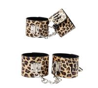 Generico Manette in Pelle Metallizzata con Stampa Leopardata e bloccaggio - Set di Manette alla Caviglia in 2 Pezzi, Set di Giochi di Ruolo per Coppie in Camera da Letto-ITRB (Oro)