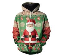 Generico Maniche Lunghe Felpe Men's Fall Winter Fashion Santa 3D Digital Print Hoodie