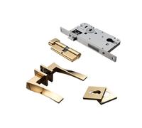 Generico Maniglia For Porta Interna Moderna In Oro Lucido - Ferramenta For Serratura For Porte Interne(Complete set)