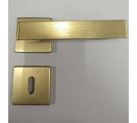 Generico Maniglia per porte interne Quadrata - Serie ANGOLO - Linea Cali' - Prodotto made in Italy - Materiale Alluminio - Rosetta e bocchetta foro chiave 50x50 (Oro Satinato)