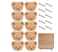 Generico Maniglie Cassetti Orso Cartoon 10 Pezzi | Maniglie Legno per Mobili - Impugnature Decorative per Cucina Bagno Scrivania Armadio Porta