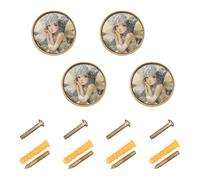 Generico Maniglie e pomelli decorativi per mobili a forma di elfo verde, da 1,26 pollici (32 mm) per soggiorno, confezione da 4