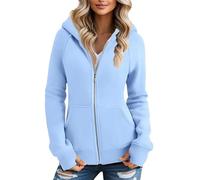 Generico Manteau Polaire Femme Manteau Femme Hiver Grande Taille Long Chauffant Blousons Chaud Jacket intérieur avec Capuche Manteaux Hiver Randonnée Elegant vêtements 2#Cielo Blu L