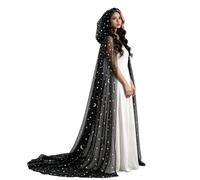 Generico Mantello con Cappuccio in Tulle per Donna, Lunga Mantella in Rete per HalloweenComodo Elegante Tempo libero Festivalmente, Matrimoni e Cosplay, Cappotto Medievale Estivo Comodo da Strega