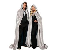Generico Mantello con Cappuccio per Halloween, Mantello da Vampiro Nero in Velluto per Uomo e Donna, Costume Gotico e Medievale per Cosplay e Carnevale, Costume da Donna