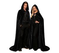 Generico Mantello con Cappuccio per Halloween, Mantello da Vampiro Nero in Velluto per Uomo e Donna, Costume Gotico e Medievale per Cosplay e Carnevale, Costume da Donna