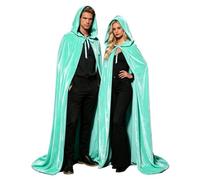 Generico Mantello con Cappuccio per Halloween, Mantello da Vampiro Nero in Velluto per Uomo e Donna, Costume Gotico e Medievale per Cosplay e Carnevale, Costume da Donna