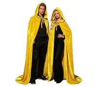 Generico Mantello con Cappuccio per Halloween, Mantello da Vampiro Nero in Velluto per Uomo e Donna, Costume Gotico e Medievale per Cosplay e Carnevale, Costume da Donna