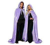Generico Mantello con Cappuccio per Halloween, Mantello da Vampiro Nero in Velluto per Uomo e Donna, Costume Gotico e Medievale per Cosplay e Carnevale, Costume da Donna
