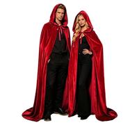 Generico Mantello con Cappuccio per Halloween, Mantello da Vampiro Nero in Velluto per Uomo e Donna, Costume Gotico e Medievale per Cosplay e Carnevale, Costume da Donna