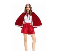 Generico Mantello da Cappuccetto Rosso, Mantello in Velluto Rosso con Cappuccio, Personaggio delle Fiabe, Accessorio per Costumi di Halloween da Donna Costume da Babbo Natale per Adulti Natalizia