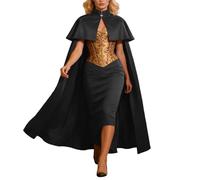 Generico Mantello Da Donna In Stile Reale, A Doppio Strato, Elegante, Con Scollo Alto A Un Solo Bottone,Da Sera O Matrimonio E Costume In Tessuto Fluido E Taglio Ampio, Accessorio Per Abito