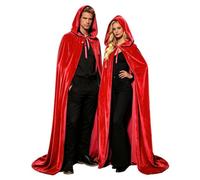 Generico Mantello da Donna in Velluto con Cappuccio, Halloween Cape Cappuccetto Rosso con Abito Vampiro Sottogonna Cappotto Poncho Capo Carnevale Costume Cosplay Adulto Unisex Regalo