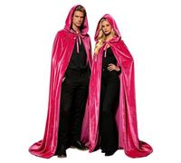 Generico Mantello da Donna in Velluto con Cappuccio, Halloween Cape Cappuccetto Rosso con Abito Vampiro Sottogonna Cappotto Poncho Capo Carnevale Costume Cosplay Adulto Unisex Regalo