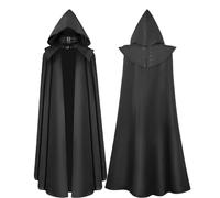 Generico Mantello Nero Medievale con Cappuccio, Costume Vampiro Adulto per Halloween, Comodo Elegante Tempo libero Festivalmente TraspirabileStile Steampunk e Rinascimentale