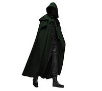 Generico Mantello Nero Medievale con Cappuccio, Costume Vampiro Adulto per Halloween,Comodo Elegante Tempo libero Festivalmente Traspirabile Stile Steampunk e Rinascimentale