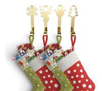 Generico Mantle Stocking Hooks, Non-Slip Metal Holders & Garland Clips with Strong Grip, Heavy Duty Christmas Ornament Hanger Set, 4 Pieces Hooks for Home Window Counter Tables Shelf Staircases