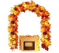 Genérico Maple Leaf Vine | Fall Garland | 68,9 Inch Autumn Decoration Fairy Lights For Thanksgiving Harvest Halloween Christmas Farmhouse Decor Party Front Door Porch Home Mantle Table Stairs