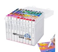 Generico Marcatori Colorati, 80 Colori per Libri da Colorare Adulti, Penna a Punta Doppia 80x per Scuola Casa Aula Insegnanti Bambini Asilo Scrapbooking Diario