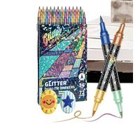 Generico Marker Pens - Double Color Brush Markers Set | Soft Tip Glitter Watercolor Pens | Art Drawing Coloring Supplies, Blendable Ink Markers For Kids Students Artists Creative Design