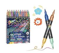 Generico Markers For Art - Glitter Double-Tip Stationery | Coloring Drawing Pens Classroom Kindergarten School Journaling Scrapbooking Doodling Sketching Illustrations, Tip Shimmering Set