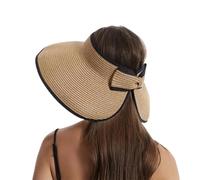Generico Marled Straw Adjustable Lightweight Sun Hat Elegant Woven Straw Sun Hat Foldable Wide Brim Beach Visors (#7)