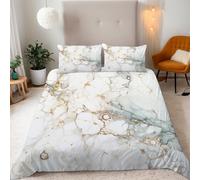 Generico Marmo Copripiumino Matrimoniale 260x240 Marmo Bianco Dorato Parure Copripiumino Matrimoniale Set Di Biancheria Da Letto, Microfibra con Cerniera 3 Pezzi e 2 x Federe 50x75cm