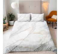 Generico Marmo Copripiumino Singolo Marmo Bianco Dorato Set Copripiumino 135x200cm Microfibra Traspirante Morbido 3 Pezzi Singolo Parure Ragazzo, con Cerniera e 2 x Federe 50x75cm