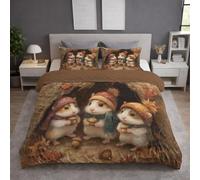 Generico Marrone Copripiumino,Anime Criceti Cappello Ghianda,Ultra Soft Non Si Stira copripiumini - Morbido, Tutto l'anno, Reversibile Copripiuminos, Facile Da Pulire Matrimoniale240 x 260