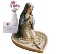 Generico Mary Rosary Holder, Resin Jesus Figurine Necklace Organizer, Catholic Decorative Stand for Desktop Home Prayer Room Storage for Women Men Gift Occasions, Refined Aesthetic Quality