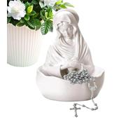 Generico Mary Statue - Elegant Lady Mary Rosary Holder | Scultura sacra cattolica Regalo di Natale Figura per la Comunione domestica del battesimo di Natale Ingresso Tavolo da pranzo Tavolo da pranzo