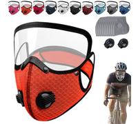 Generico Maschera antipolvere riutilizzabile con filtro al carbone con occhiali regolabili, resistente ai raggi UV, staccabile, adatta for il ciclismo e la lavorazione(Orange)