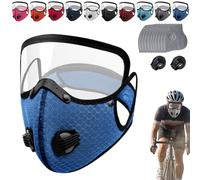 Generico Maschera antipolvere riutilizzabile con filtro al carbone con occhiali regolabili, resistente ai raggi UV, staccabile, adatta for il ciclismo e la lavorazione(blu)