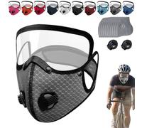 Generico Maschera antipolvere riutilizzabile con filtro al carbone con occhiali regolabili, resistente ai raggi UV, staccabile, adatta for il ciclismo e la lavorazione(grigio)