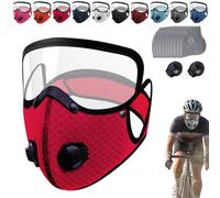 Generico Maschera antipolvere riutilizzabile con filtro al carbone con occhiali regolabili, resistente ai raggi UV, staccabile, adatta for il ciclismo e la lavorazione(Red)