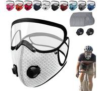 Generico Maschera antipolvere riutilizzabile con filtro al carbone con occhiali regolabili, resistente ai raggi UV, staccabile, adatta for il ciclismo e la lavorazione(Bianco)