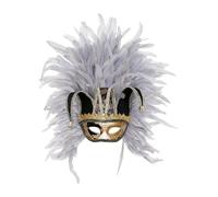 Generico Maschera da Ballo in Maschera con Piume e Rifiniture Dorate, Stile Veneziano - Per Carnevale, Matrimoni e Serate di Gala