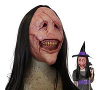 Generico Maschera Demonio Spaventosa, Copertura Volto Spaventosa Realistica, Maschera Faciale Halloween da Incubo Con Capelli Lunghi E Denti Per Party Cosplay Case Infestate e Eventi Horror Film