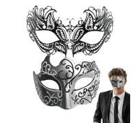 Generico Maschera di carnevale, maschera di pizzo - 2X Cover per il viso retrò,Set di maschere per lui e per lei, per costumi per il carnevale del ballo di fine anno