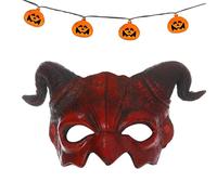 Generico Maschera Diavolo Halloween - Schiuma PU 27×17 Cm, Copertura Mezzo Volto Con Corna Di Pecora | Accessorio Cosplay Spaventoso Per Adulti, Festa, Parata E Festival