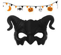 Generico Maschera Diavolo Halloween - Schiuma PU 27×17 Cm, Copertura Mezzo Volto Con Corna Di Pecora | Accessorio Cosplay Spaventoso Per Adulti, Festa, Parata E Festival