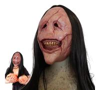 Generico Maschera Malvagia Spaventosa - Copricapo Cosplay per Bambini, Copertura per Il Viso di Un Demone Horror Realistico, Maschera per I Denti con Capelli Lunghi | Costume di Halloween in Lattice