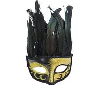 Generico Maschere Carnevale Unisex Mezzo Volto con Piume e Disegni Dipinti Stile Veneziano per Party e Balli Maschera per Festival e Festive a Tema(Gold, One Size)