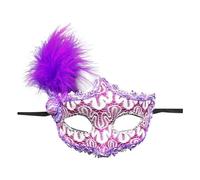 Generico Maschere di Carnevale-Protezione ballo per il trucco da donna dipinta con polvere d'oro Protezione feste di a mezza faccia con più angoli (Purple, One Size)