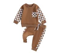 Generico Maschio Neonato Completi Felpa 2 Pezzi Pullover Girocollo a Maniche Lunghe Top E Pantaloni Jogging Pantaloni Tuta Sportiva Neonato Completo Tuta Vestiti Boy Set di Vestiti per Bambini
