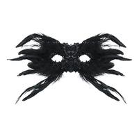 Generico Mask Piuma gotica con strass,mascherata in nero e rosso sangue per Halloween e Natale
