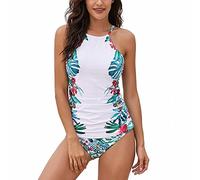 Generico Mastectomia Costumi Donna Mare Due Pezzi Perizoma Costumi da Bagno Spaccati per Donna Costumi da Bagno A Due Pezzi Bikini A Vita Alta con Balze Costumi Mare Costume White S