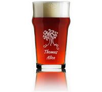 Generico MASTERLASER3.0 Bicchiere da Birra Personalizzato Pinta Vetro 570 ml Inciso a laser Personalizzabile con Nomi, Data, Design e Caratteri Diversi. Quantità (6)